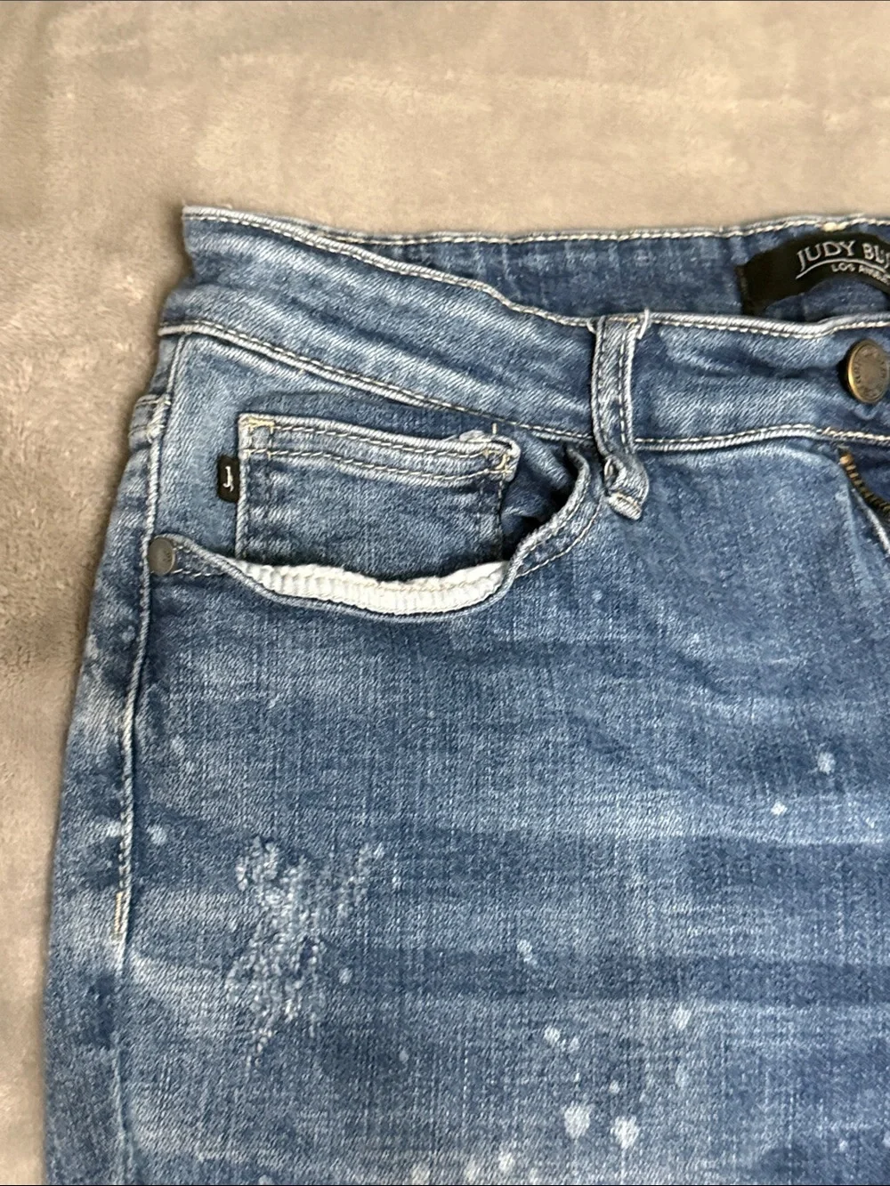 Judy Blue Distressed Medium Blue Skinny Jeans style JB88197 item 72506